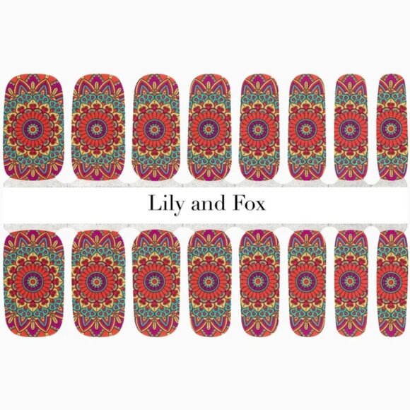 3 for 15 - LILY & FOX - INNER PEACE Nail Stickers Wrap Strips Boho Floral Summer - Picture 2 of 9